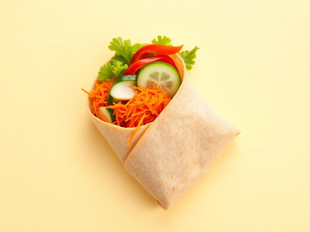 Rainbow chicken wrap — finished and ready to eat